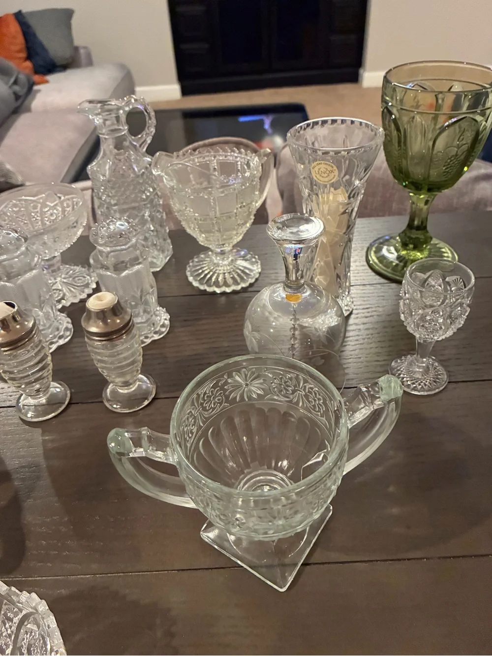 Clear Cut Glass Serving Set - Elegant Crystal-Style Pieces
